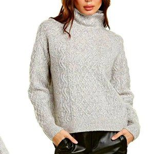 Vince Cable Knit Wool Cashmere Blend Turtleneck Sweater Grey
